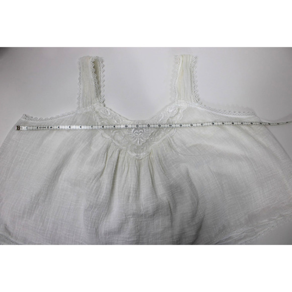 VTG 2 pc High Waisted Nightie Short Shorts & Top Pajama Lounge Set White Gauze L - Picture 14 of 16